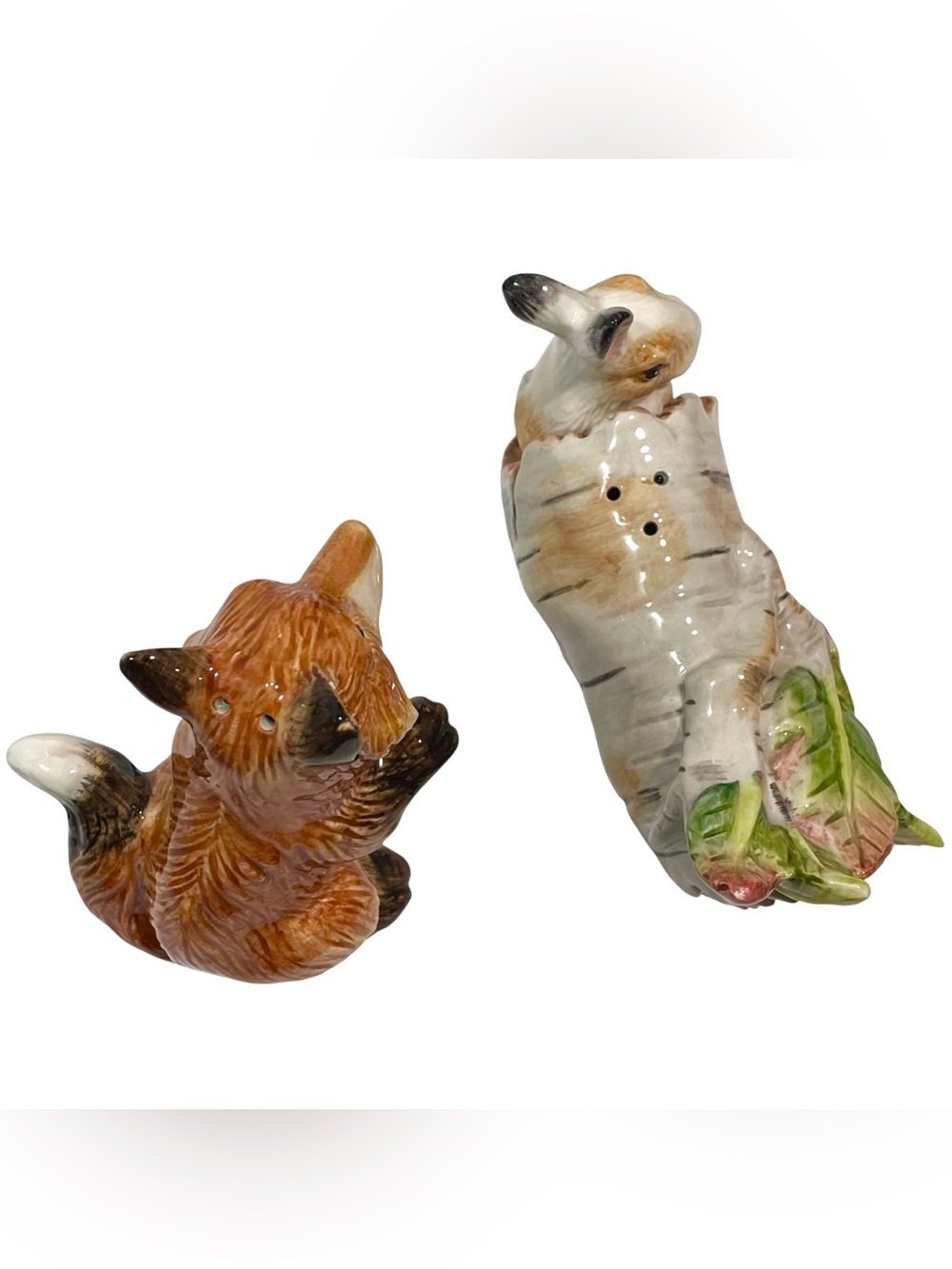 Vintage 1980s Fitz and Floyd Fox and Rabbit High Sierra Salt and Pepper Shakers - Picture 7 of 11